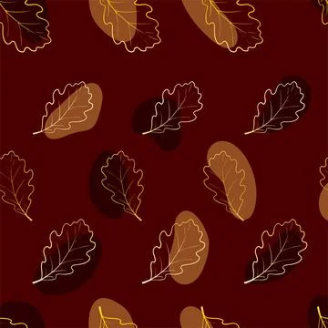 Vector seamless pattern. Line art of leaves. Autumn, spring, summer. Stock Illustration
