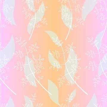 Vector seamless pattern. Line art of leaves. Autumn, spring, summer. Stock Illustration