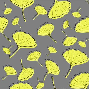 Vector seamless pattern. Line art of leaves. Autumn, spring, summer. Stock Illustration