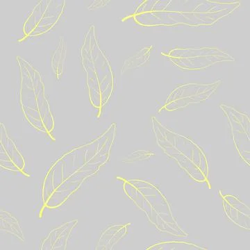 Vector seamless pattern. Line art of leaves. Autumn, spring, summer. Stock Illustration