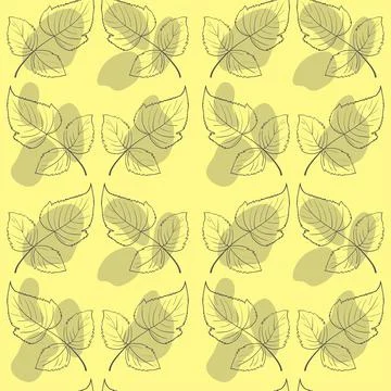 Vector seamless pattern. Line art of leaves. Autumn, spring, summer. Stock Illustration