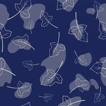 Vector seamless pattern. Line art of leaves. Autumn, spring, summer. Stock Illustration