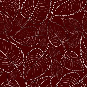 Vector seamless pattern. Line art of leaves. Autumn, spring, summer. Stock Illustration