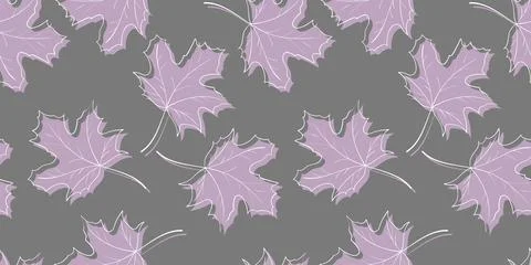Vector seamless pattern. Line art of leaves. Autumn, spring, summer. Stock Illustration