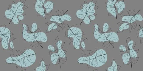 Vector seamless pattern. Line art of leaves. Autumn, spring, summer. Illustrazione stock