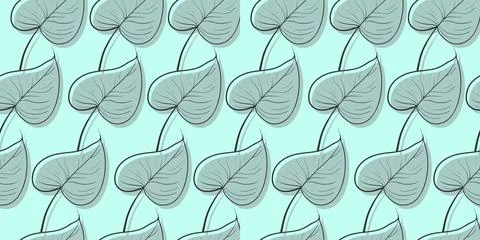 Vector seamless pattern. Line art of leaves. Autumn, spring, summer. Stock Illustration