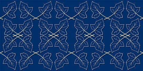 Vector seamless pattern. Line art of leaves. Autumn, spring, summer. Stock Illustration