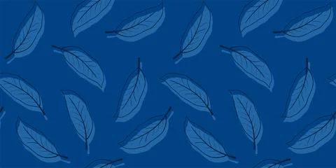 Vector seamless pattern. Line art of leaves. Autumn, spring, summer. Stock Illustration