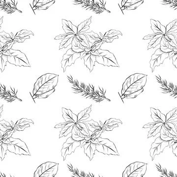 Vector seamless pattern line art elements - food, cuisine Stock Illustration
