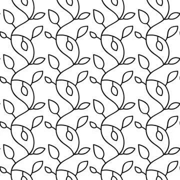 Vector seamless pattern. Linear graphic design. Floral linear background. Sty Stock Illustration