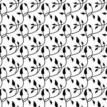 Vector seamless pattern. Linear graphic design. Floral linear background. Sty Stock Illustration