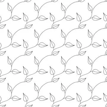 Vector seamless pattern. Linear graphic design. Floral linear background. Stock Illustration