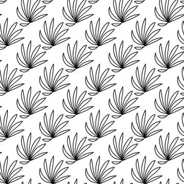 Vector seamless pattern. Linear graphic design. Floral linear background. Stock Illustration