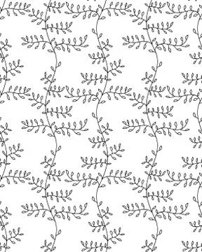 Vector seamless pattern. Linear graphic design. Floral linear background. Stock Illustration