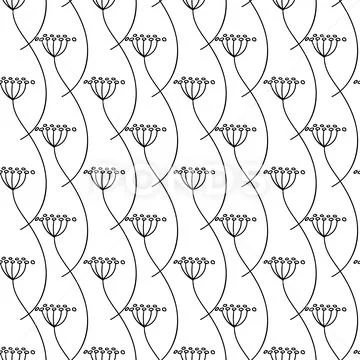 Vector seamless pattern. Linear graphic design. Floral linear background. Illustration