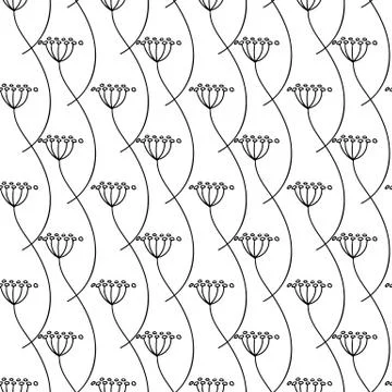 Vector seamless pattern. Linear graphic design. Floral linear background. Stock Illustration
