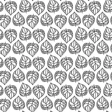 Vector seamless pattern. Linear graphic design. Floral linear background. Stock Illustration