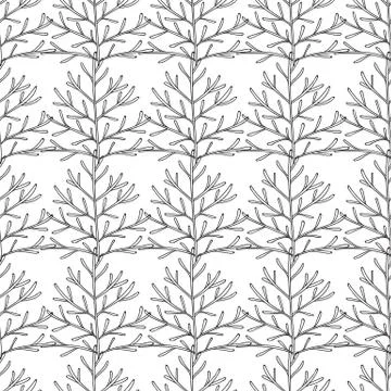 Vector seamless pattern. Linear graphic design. Floral linear background Stock Illustration