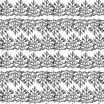 Vector seamless pattern. Linear graphic design. Floral linear background Stock Illustration