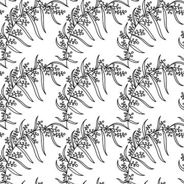 Vector seamless pattern. Linear graphic design. Floral linear background. Stock Illustration