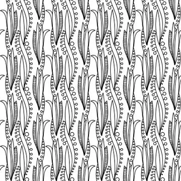 Vector seamless pattern. Linear graphic design. Floral linear background. Sty Stock Illustration