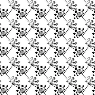 Vector seamless pattern. Linear graphic design. Floral linear background. Illustrazione stock