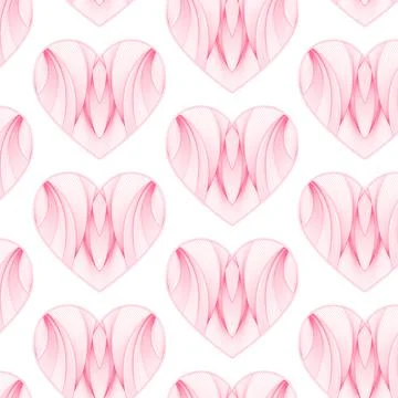 Vector seamless pattern linear heart of the zentagle. Valentine's Day. Love. 스톡 일러스트