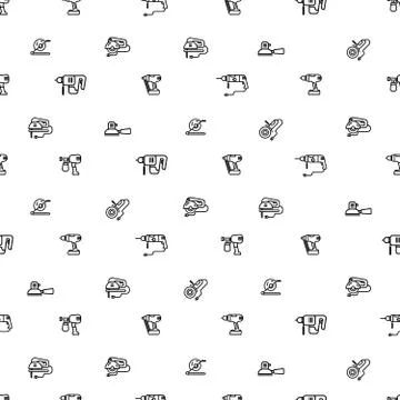 Vector seamless pattern with linear icons on the theme of construction and ha Stock Illustration