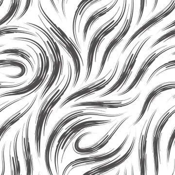 Vector seamless pattern of lines drawn with rough strokes of black on a white Stock Illustration
