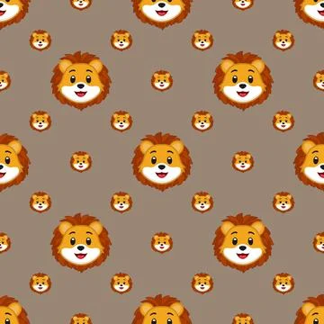 Vector seamless pattern with a lion Иллюстрация