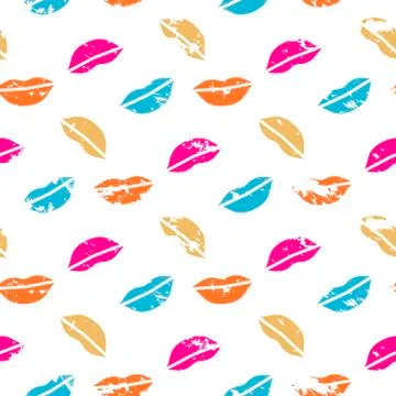 Vector seamless pattern with lips Stock Illustration