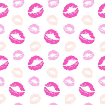 Vector seamless pattern with lips kiss prints Stock Illustration