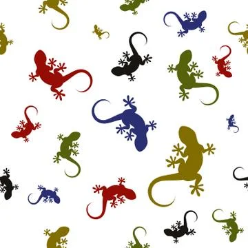 Vector seamless pattern with lizards Stock Illustration