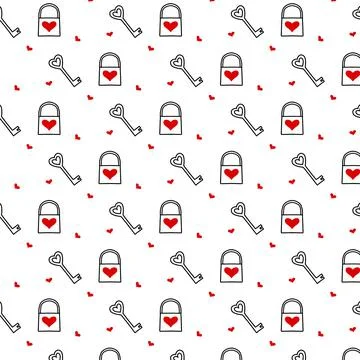Vector seamless pattern with lock and key. Stock Illustration
