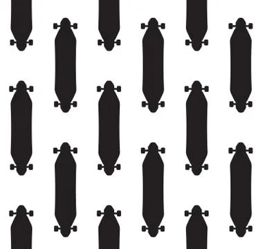 Vector seamless pattern of longboard silhouette Stock Illustration