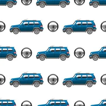 Vector seamless pattern luxury car transportation detailed auto business Stock Illustration