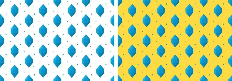 Vector seamless pattern made of blue crystals on white and yellow background Stock Illustration