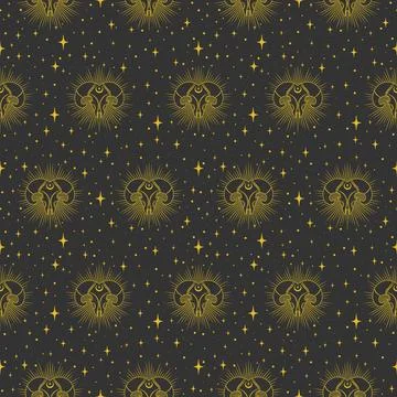 Vector seamless pattern with magical occult symbol. Stock Illustration