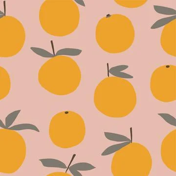 Vector seamless pattern with mandarins. Trendy hand drawn textures. Modern Stockillustratie