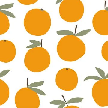 Vector seamless pattern with mandarins. Trendy hand drawn textures. Modern Stock Illustration