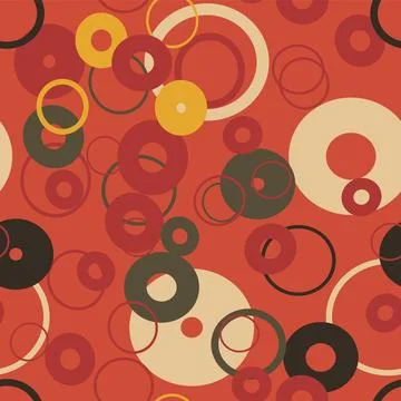 Vector seamless pattern of many round shapes in green, beige, yellow tones .. Stock Illustration