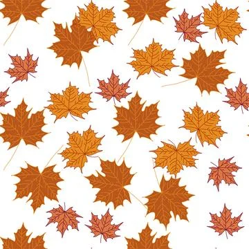 Vector seamless pattern of maple fall leaves Stock Illustration