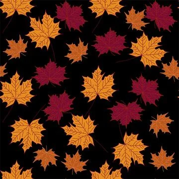 Vector seamless pattern of maple fall leaves Stockillustratie