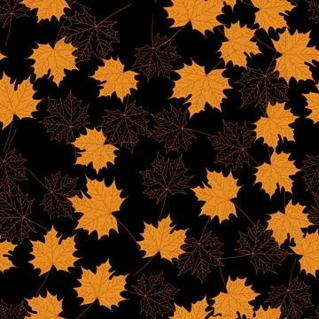 Vector seamless pattern of maple fall leaves 스톡 일러스트