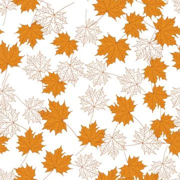 Vector seamless pattern of maple fall leaves Stock Illustration