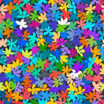 Vector seamless pattern with maple leaves. Rainbow colored repeating pattern イラスト素材