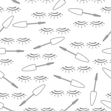 Vector seamless pattern with mascara, eyelashes. Illustrazione stock
