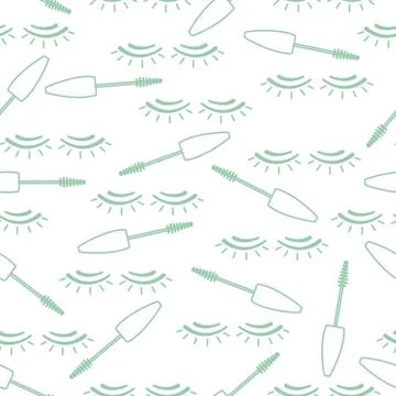 Vector seamless pattern with mascara, eyelashes. Illustrazione stock