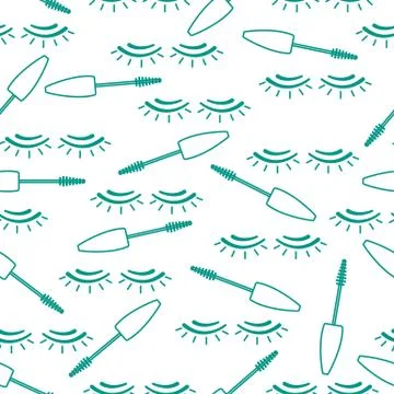 Vector seamless pattern with mascara, eyelashes. Illustrazione stock
