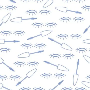 Vector seamless pattern with mascara, eyelashes. Stock Illustration